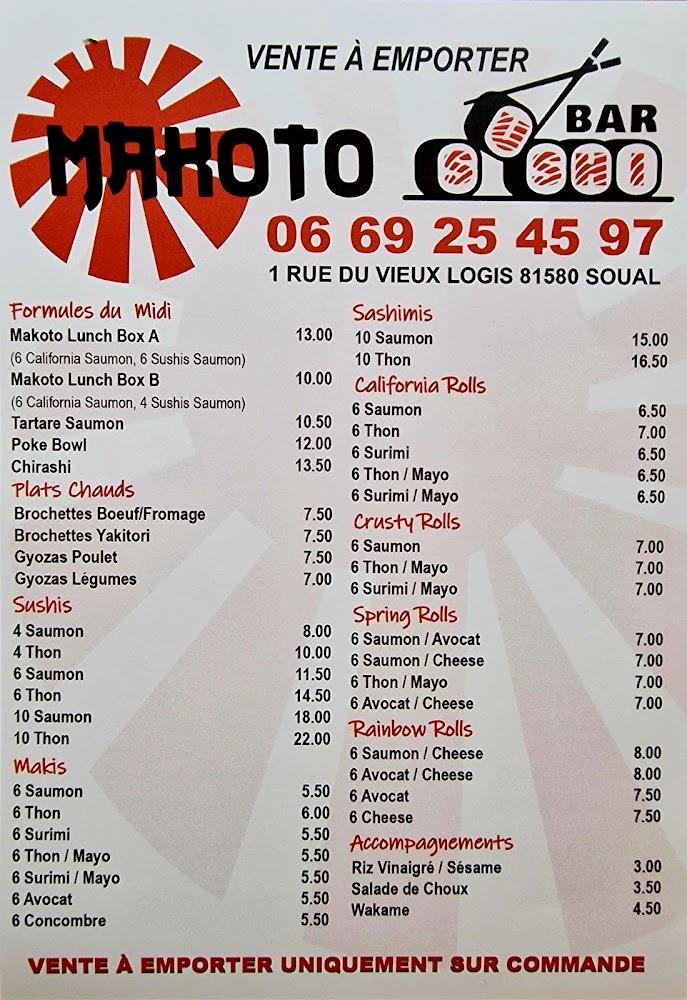 MAKOTO Sushi & ASIA Food, Soual - Menu Image 1